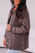 Leopard Print Oversized Patch Pocket Long Sleeve Denim Jacket