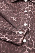 Leopard Print Oversized Patch Pocket Long Sleeve Denim Jacket