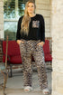 Leopard Print Patched Pocket Wide Leg Plus Size Loungewear