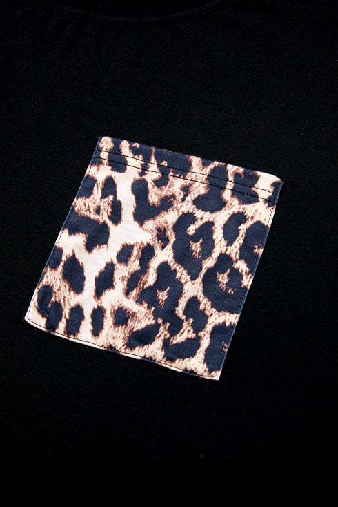 Leopard Print Patched Pocket Wide Leg Plus Size Loungewear