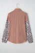 Leopard Print Patched Twisted Ribbed Corded Western Jacket