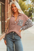 Leopard Print Patched Twisted Ribbed Corded Western Jacket