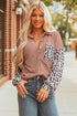 Leopard Print Patched Twisted Ribbed Corded Western Jacket