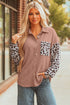 Leopard Print Patched Twisted Ribbed Corded Western Jacket