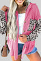 Leopard Print Patched Twisted Ribbed Corded Western Jacket