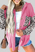 Leopard Print Patched Twisted Ribbed Corded Western Jacket