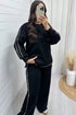 Leopard Print Patchwork Casual Wide Leg Sweatshirt Pant Set