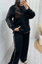 Leopard Print Patchwork Casual Wide Leg Sweatshirt Pant Set
