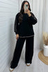 Leopard Print Patchwork Casual Wide Leg Sweatshirt Pant Set