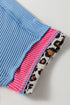 Leopard Print Patchwork Corded Knit Crew Neck Top