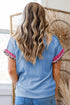 Leopard Print Patchwork Corded Knit Crew Neck Top