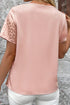Leopard Print Patchwork Crisscross Neckline Short Sleeve Blouse