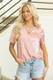 Leopard Print Patchwork Crisscross Neckline Short Sleeve Blouse