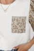 Leopard Print Patchwork Crochet Lace Puff Sleeve Top
