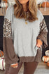 Leopard Print Patchwork Dolman Sleeve Western Sweatshirt