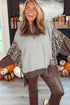 Leopard Print Patchwork Dolman Sleeve Western Sweatshirt