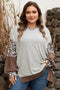 Leopard Print Patchwork Dolman Sleeve Western Sweatshirt