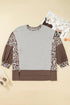 Leopard Print Patchwork Dolman Sleeve Western Sweatshirt