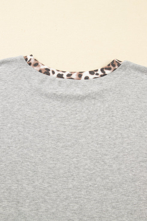 Leopard Print Patchwork Dolman Sleeve Western Sweatshirt
