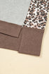 Leopard Print Patchwork Dolman Sleeve Western Sweatshirt