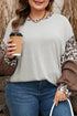 Leopard Print Patchwork Dolman Sleeve Western Sweatshirt