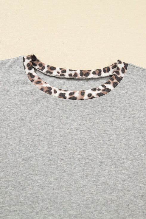 Leopard Print Patchwork Dolman Sleeve Western Sweatshirt