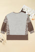 Leopard Print Patchwork Dolman Sleeve Western Sweatshirt