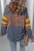Leopard Print Patchwork Drop Shoulder Cotton Top