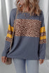 Leopard Print Patchwork Drop Shoulder Cotton Top