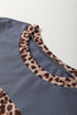 Leopard Print Patchwork Drop Shoulder Cotton Top