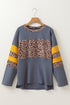 Leopard Print Patchwork Drop Shoulder Cotton Top
