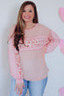 Leopard Print Patchwork Exposed Seam Waffle Knit Top
