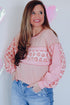 Leopard Print Patchwork Exposed Seam Waffle Knit Top