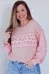 Leopard Print Patchwork Exposed Seam Waffle Knit Top