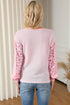 Leopard Print Patchwork Exposed Seam Waffle Knit Top