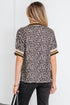 Leopard Print Patchwork Half Zip Short Sleeve Shirt