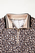 Leopard Print Patchwork Half Zip Short Sleeve Shirt