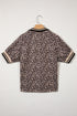 Leopard Print Patchwork Half Zip Short Sleeve Shirt