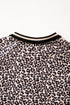 Leopard Print Patchwork Half Zip Short Sleeve Shirt