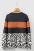 Leopard Print Patchwork Long Sleeve Relaxed Knit Top