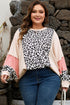 Leopard Print Patchwork Reverse Stitch Baggy Long Sleeve Top