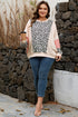 Leopard Print Patchwork Reverse Stitch Baggy Long Sleeve Top