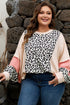 Leopard Print Patchwork Reverse Stitch Baggy Long Sleeve Top