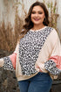 Leopard Print Patchwork Reverse Stitch Baggy Long Sleeve Top