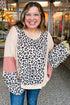 Leopard Print Patchwork Reverse Stitch Baggy Long Sleeve Top