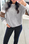 Leopard Print Patchwork Ribbed Knit Long Sleeve Top