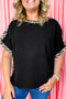 Leopard Print Patchwork Round Neck Loose Tee