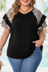 Leopard Print Patchwork Ruffle Sleeve Top
