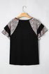Leopard Print Patchwork Ruffle Sleeve Top