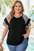 Leopard Print Patchwork Ruffle Sleeve Top
